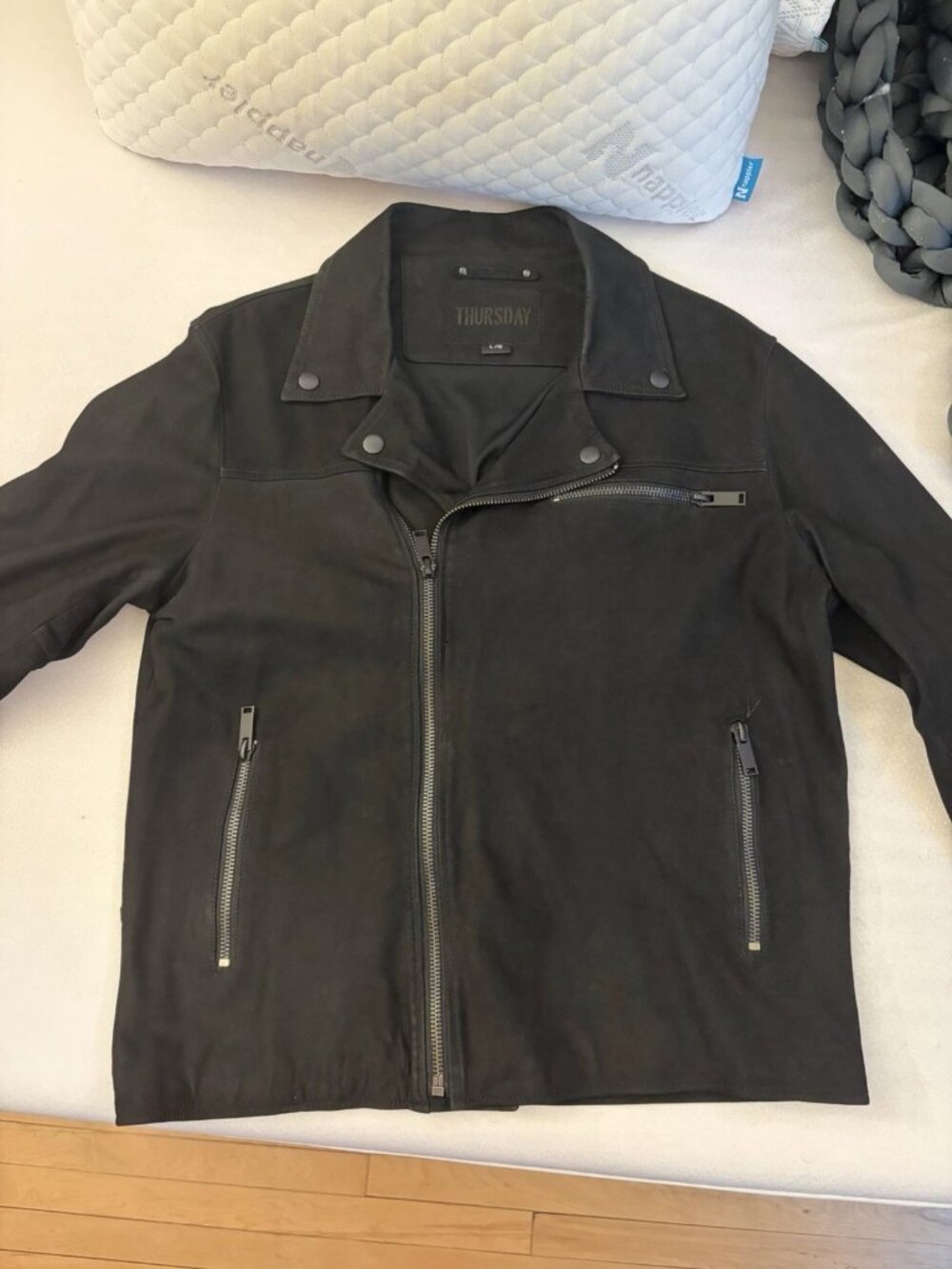Size Large - Thursday Boot Company Leather Motorcycle Jacket, Black Matte